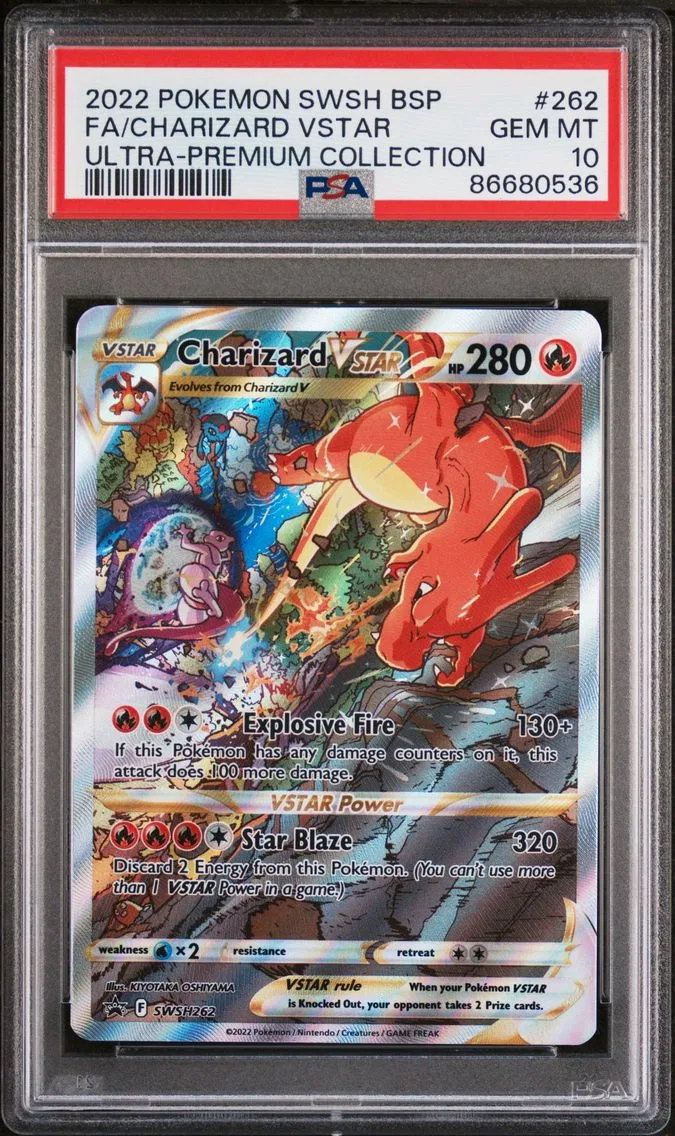 2022 #262 Full Art/Charizard Vstar PSA 10 Swsh Black Star Promo Pokemon, graded PSA 10